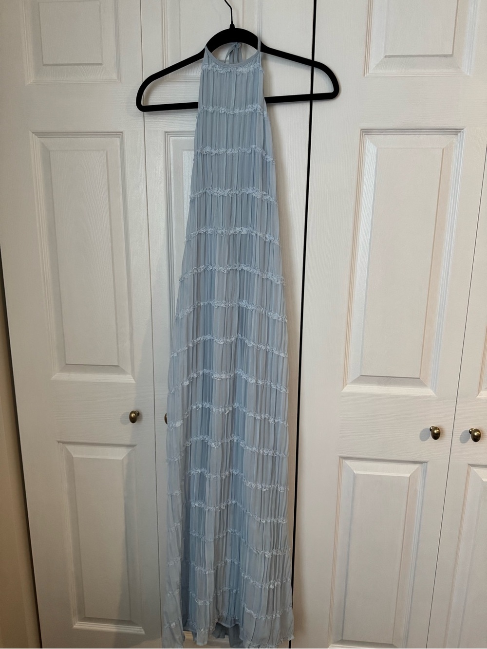 NWT Peppermayo Aullie Maxi Dress Blue Halter Lace Trim Tiered Size 8 (AU12) - Picture 4 of 7